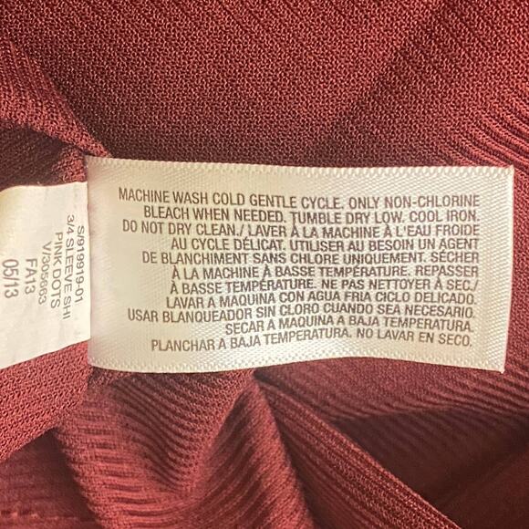 Old Navy 3/4 Sleeve Polka Dot Dress Large Burgandy Maroon Ombre Dots Scoop Neck - Picture 11 of 11